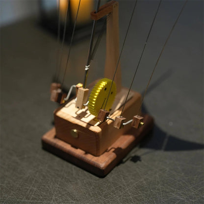 Handcrafted Wooden Manta Ray Automaton