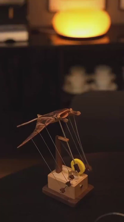 Handcrafted Wooden Manta Ray Automaton